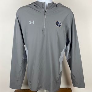 Under Armour Notre Dame Grey Quarter zip Raincoat Men’s Large